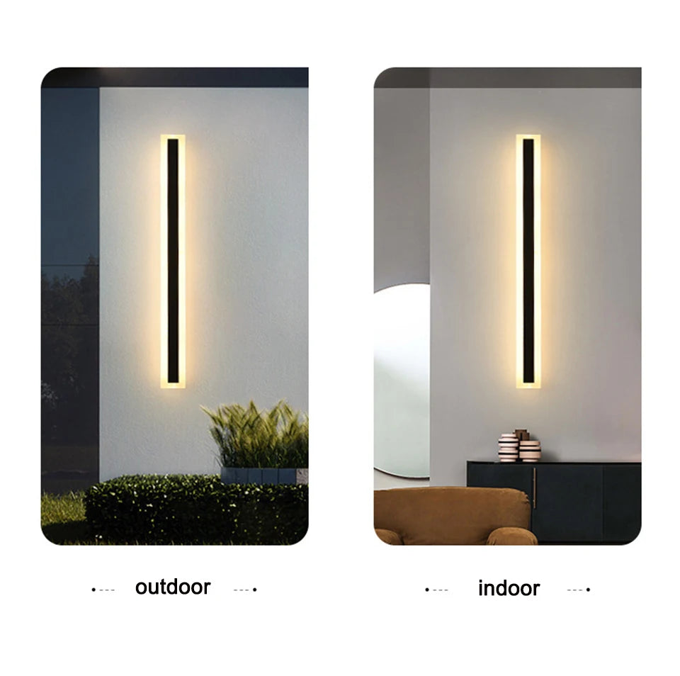 Modern LED Waterproof IP65 outdoor Long wall lamp villa  Wall Light Garden porch Sconce Light 110V 220V Black Sconce Luminaire