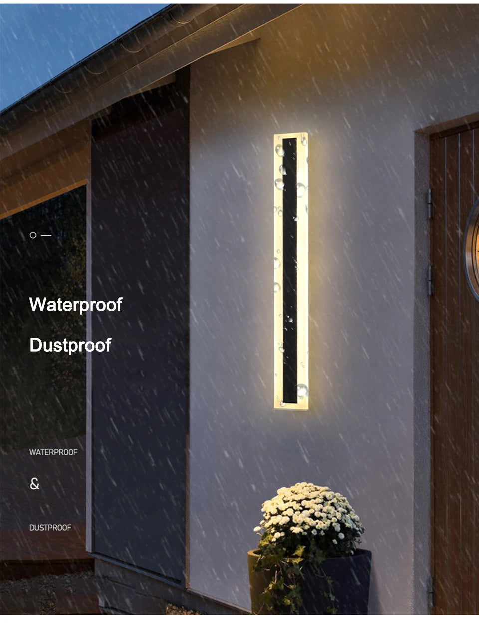 Modern LED Waterproof IP65 outdoor Long wall lamp villa  Wall Light Garden porch Sconce Light 110V 220V Black Sconce Luminaire