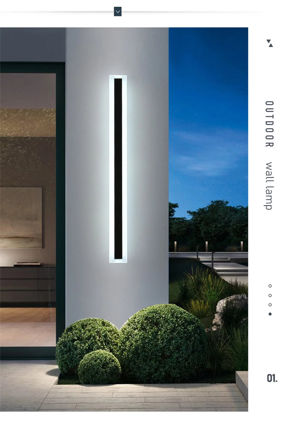Modern LED Waterproof IP65 outdoor Long wall lamp villa  Wall Light Garden porch Sconce Light 110V 220V Black Sconce Luminaire