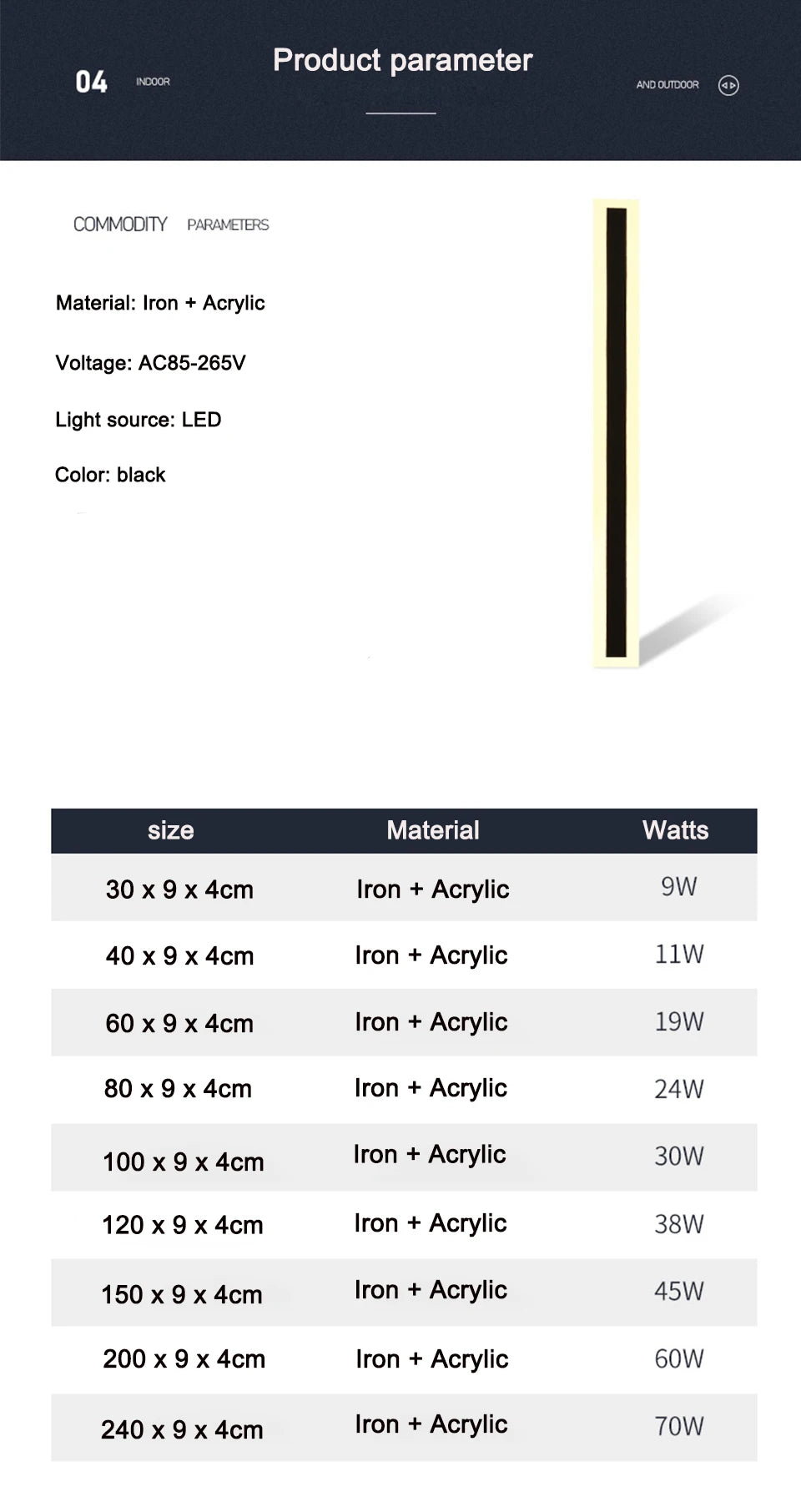 Modern LED Waterproof IP65 outdoor Long wall lamp villa  Wall Light Garden porch Sconce Light 110V 220V Black Sconce Luminaire