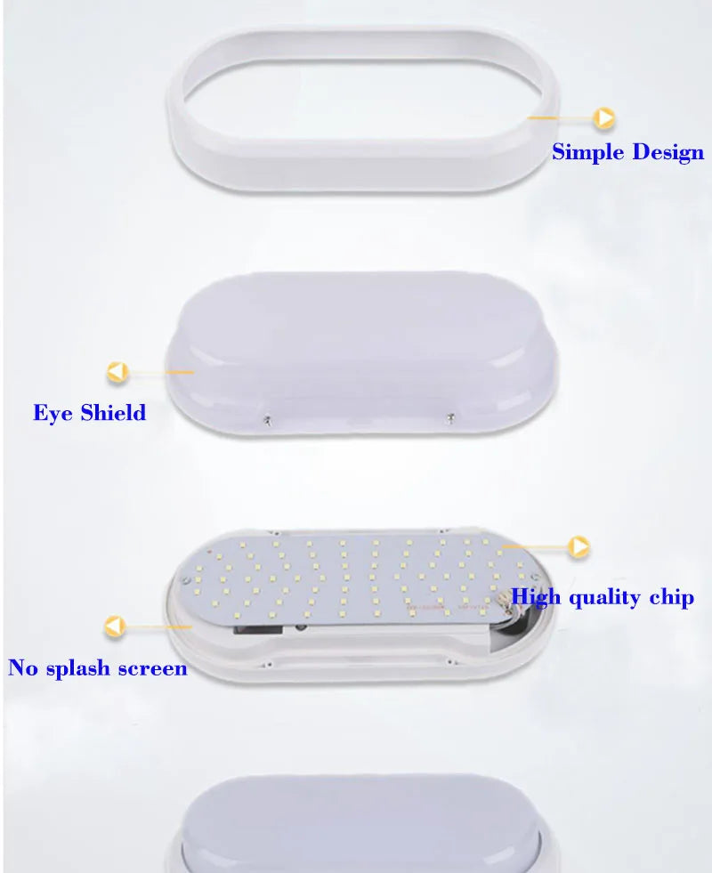 16W 20W Modern LED Moistureproof Wall Lamp Bathroom Porch Ceiling Sconce Aisle Indoor Outdoor Surface Mounted Oval Wall Lighting