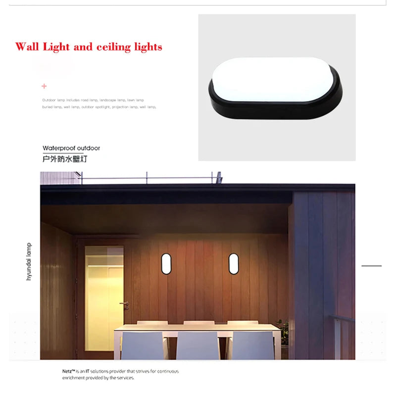 16W 20W Modern LED Moistureproof Wall Lamp Bathroom Porch Ceiling Sconce Aisle Indoor Outdoor Surface Mounted Oval Wall Lighting
