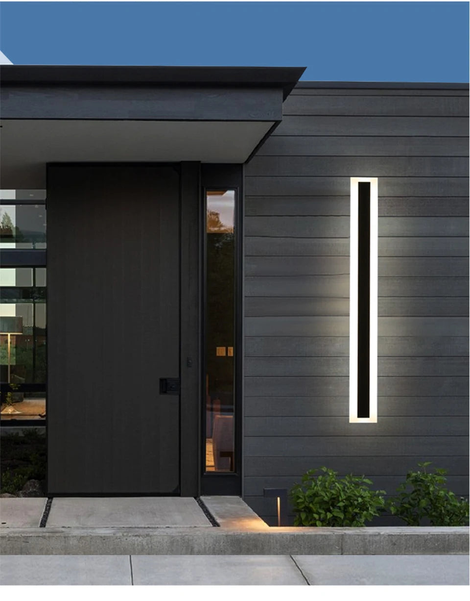 Modern LED Waterproof IP65 outdoor Long wall lamp villa  Wall Light Garden porch Sconce Light 110V 220V Black Sconce Luminaire