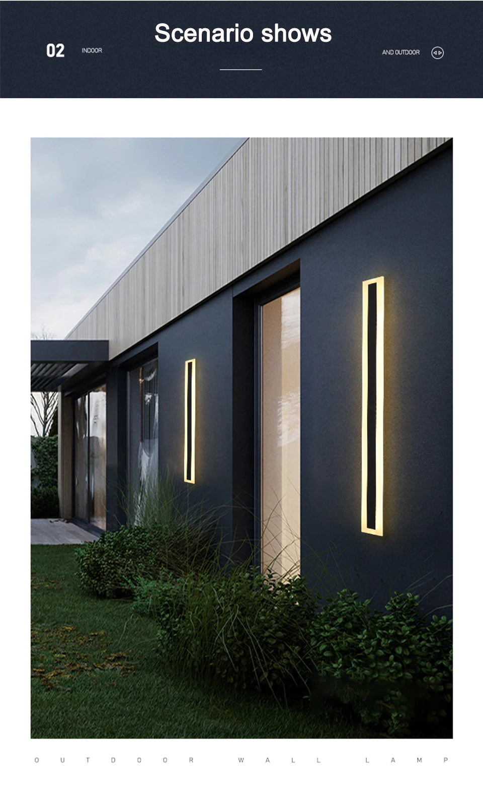 Modern LED Waterproof IP65 outdoor Long wall lamp villa  Wall Light Garden porch Sconce Light 110V 220V Black Sconce Luminaire