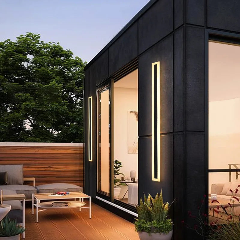 Modern LED Waterproof IP65 outdoor Long wall lamp villa  Wall Light Garden porch Sconce Light 110V 220V Black Sconce Luminaire