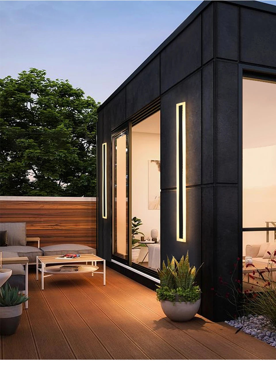 Modern LED Waterproof IP65 outdoor Long wall lamp villa  Wall Light Garden porch Sconce Light 110V 220V Black Sconce Luminaire