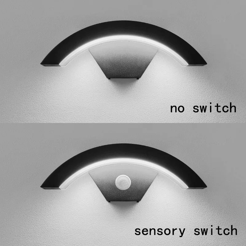 Semicircular Outdoor Wall Lamp IP65 Waterproof LED Lighting With Motion Sensor Entrance Porch Garden Courtyard Aisle Wall Lamp