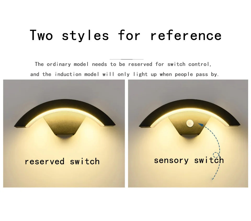 Semicircular Outdoor Wall Lamp IP65 Waterproof LED Lighting With Motion Sensor Entrance Porch Garden Courtyard Aisle Wall Lamp