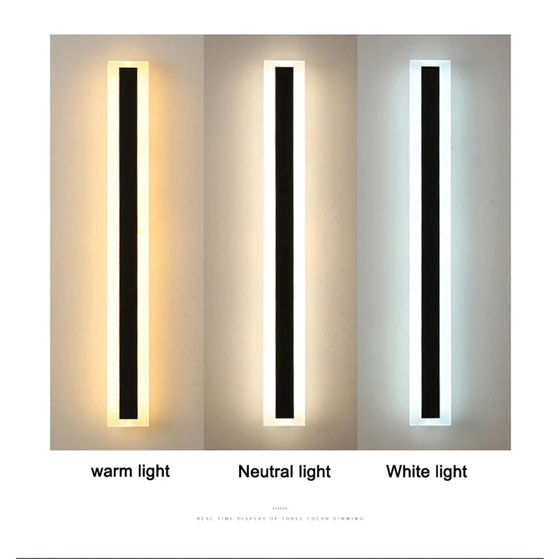 Modern LED Waterproof IP65 outdoor Long wall lamp villa  Wall Light Garden porch Sconce Light 110V 220V Black Sconce Luminaire
