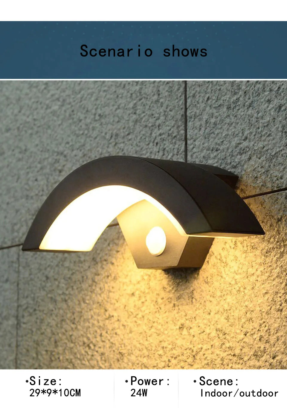 Semicircular Outdoor Wall Lamp IP65 Waterproof LED Lighting With Motion Sensor Entrance Porch Garden Courtyard Aisle Wall Lamp
