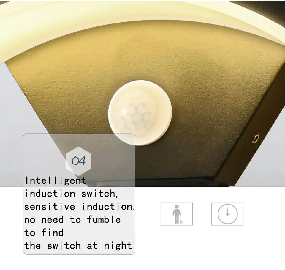 Semicircular Outdoor Wall Lamp IP65 Waterproof LED Lighting With Motion Sensor Entrance Porch Garden Courtyard Aisle Wall Lamp