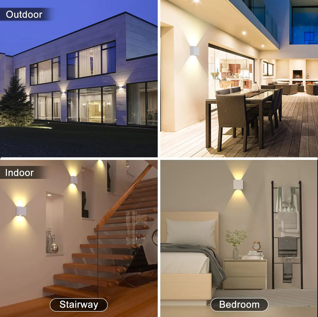 LED Wall Sconces 6W Modern Indoor Outdoor IP65 Wall Lamp, Up Down Wall Mount Lights for Living Room Hallway Bedroom