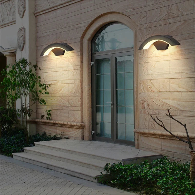 Semicircular Outdoor Wall Lamp IP65 Waterproof LED Lighting With Motion Sensor Entrance Porch Garden Courtyard Aisle Wall Lamp