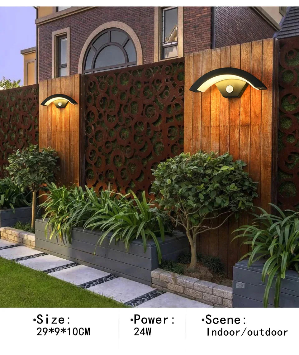 Semicircular Outdoor Wall Lamp IP65 Waterproof LED Lighting With Motion Sensor Entrance Porch Garden Courtyard Aisle Wall Lamp