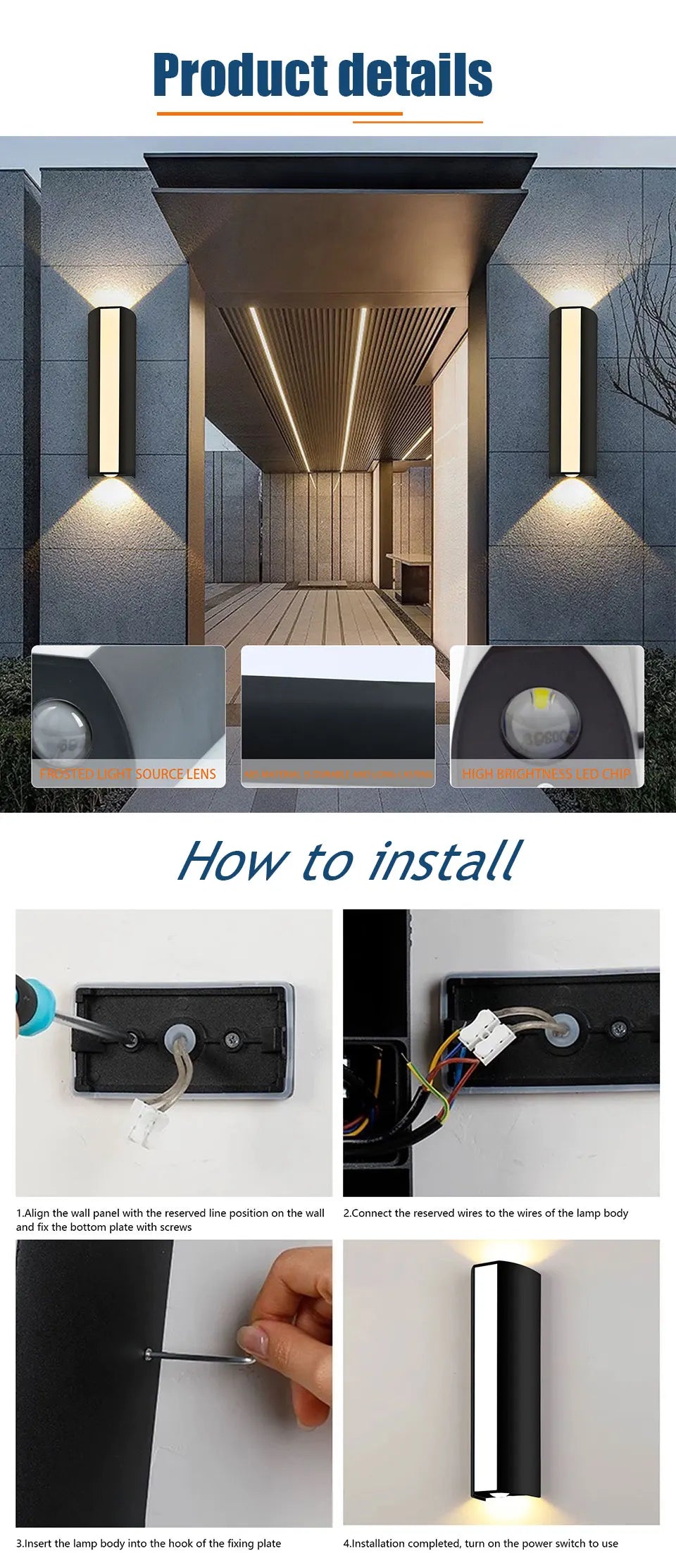 Outdoor LED Wall Light 10W IP66 Waterproof Lamp AC85-265V Warm White Cold White Exterior Wall Mounted Lighting for Home Decor