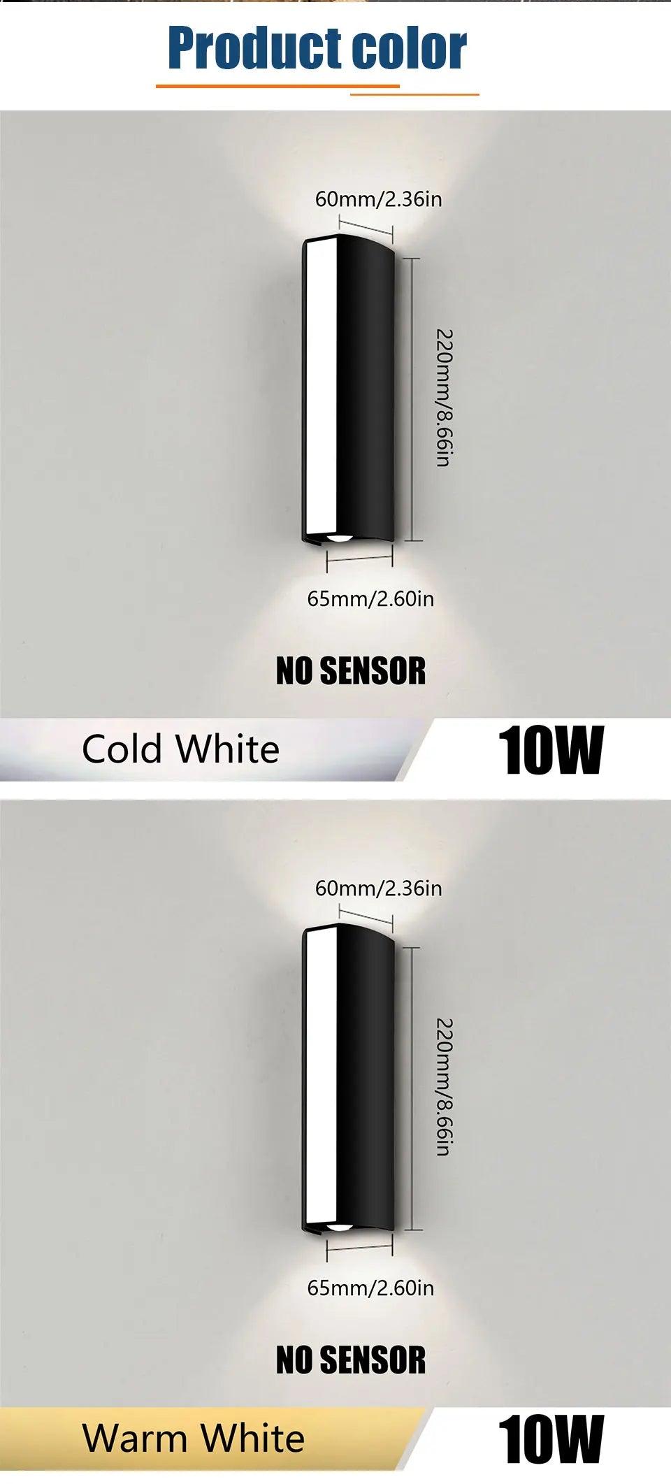 Outdoor LED Wall Light 10W IP66 Waterproof Lamp AC85-265V Warm White Cold White Exterior Wall Mounted Lighting for Home Decor