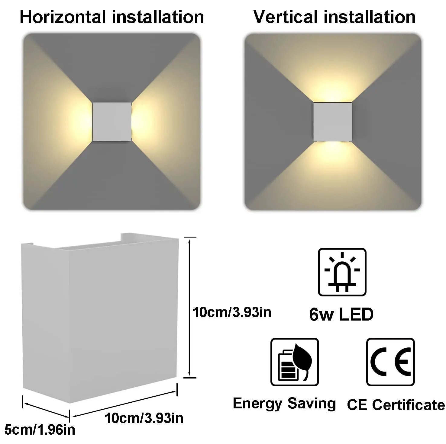 LED Wall Sconces 6W Modern Indoor Outdoor IP65 Wall Lamp, Up Down Wall Mount Lights for Living Room Hallway Bedroom