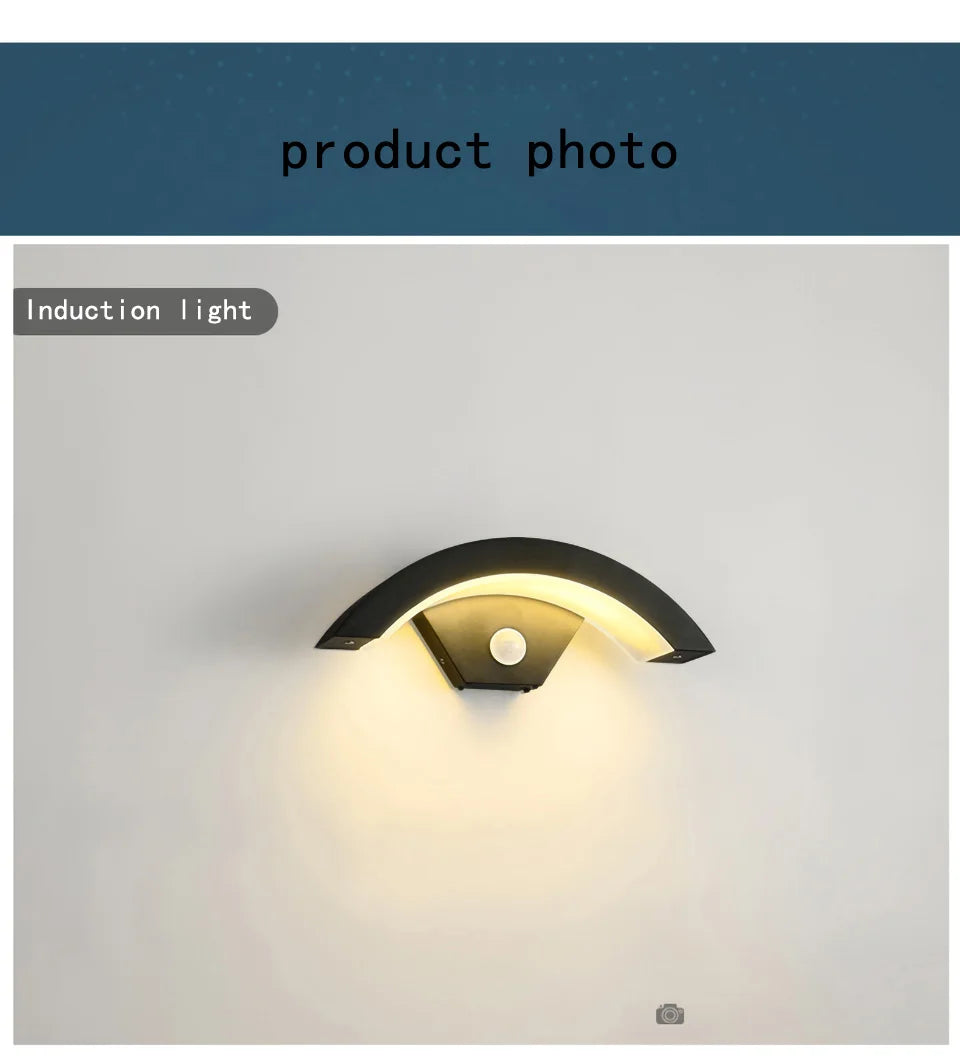 Semicircular Outdoor Wall Lamp IP65 Waterproof LED Lighting With Motion Sensor Entrance Porch Garden Courtyard Aisle Wall Lamp