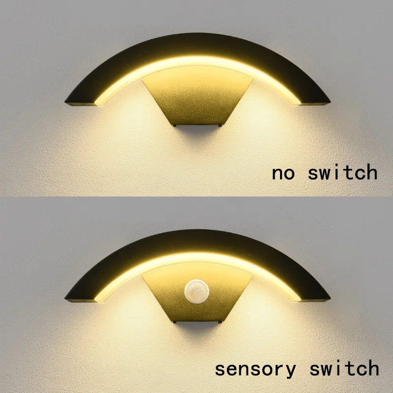 Semicircular Outdoor Wall Lamp IP65 Waterproof LED Lighting With Motion Sensor Entrance Porch Garden Courtyard Aisle Wall Lamp