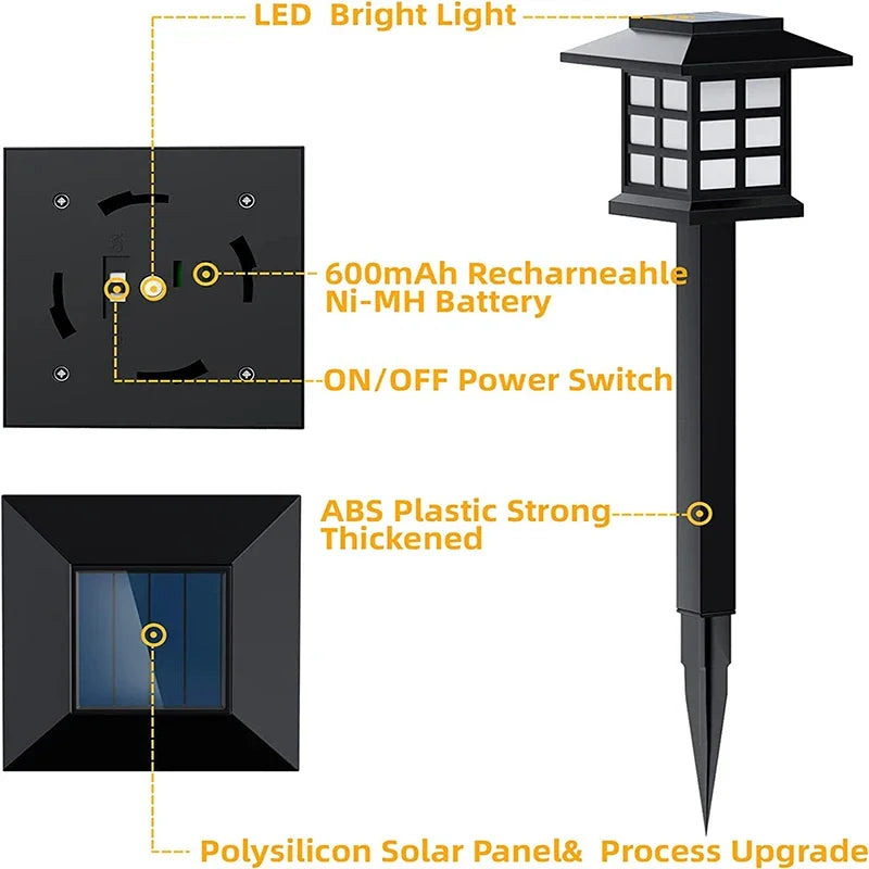 2/4/6/8Pcs Solar LED Pathway Lights Outdoor Waterproof Walkway Garden Decor Street Lamp for Landscape Yard Patio Driveway